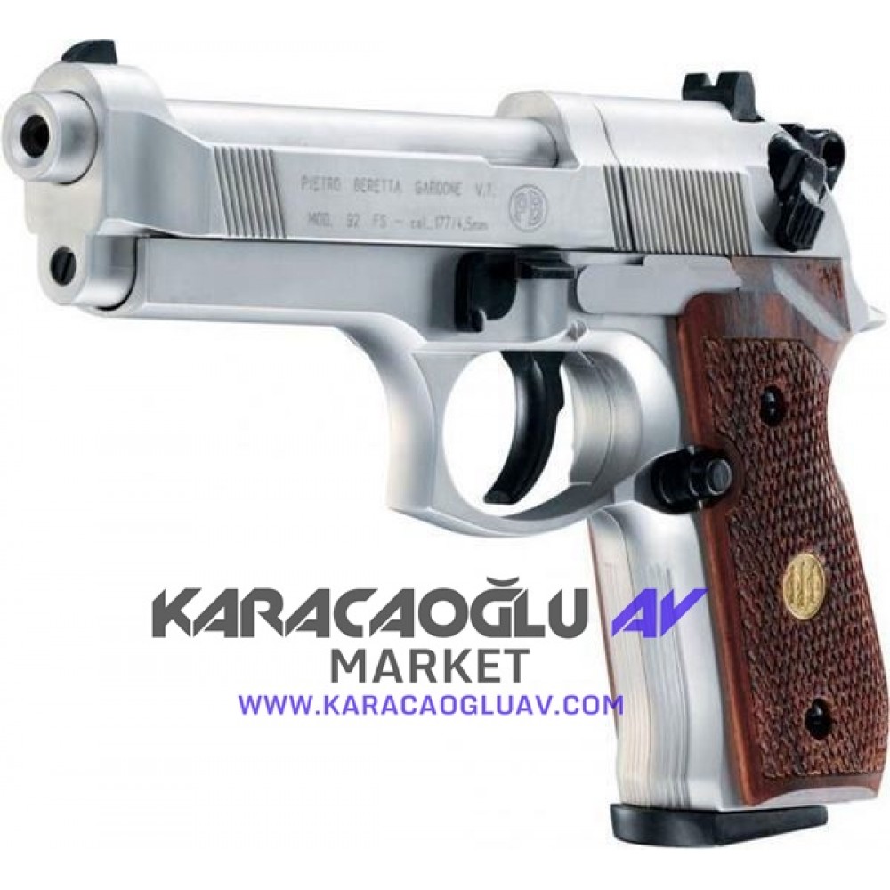 BERETTA M92 FS Cal. 4,5 mm. (Ahşap Kabza) Nikel