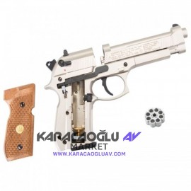 BERETTA M92 FS Cal. 4,5 mm. (Ahşap Kabza) Nikel