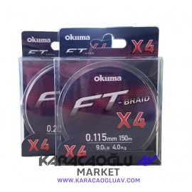 OKUMA FT-4 Braided Line 150 mt. Grey Örgü İp