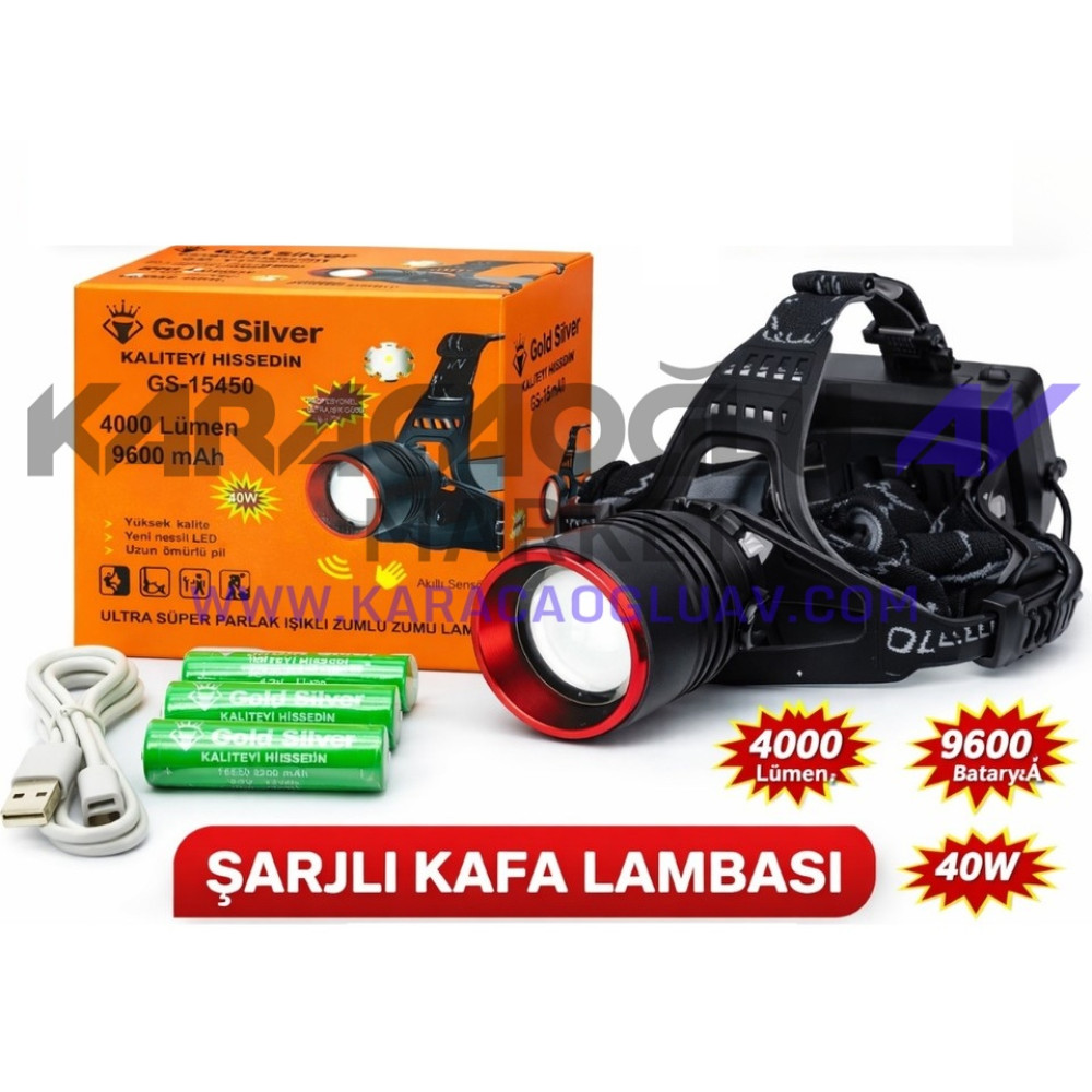 GOLD SİLVER GS-15450 FENER 40W 4000 LÜMEN KAFA FENERİ