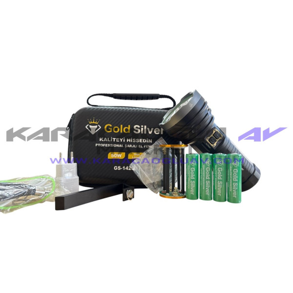 GOLD SİLVER 14200 GÜCLÜ EL FENERİ 50W 5000 LÜMEN 