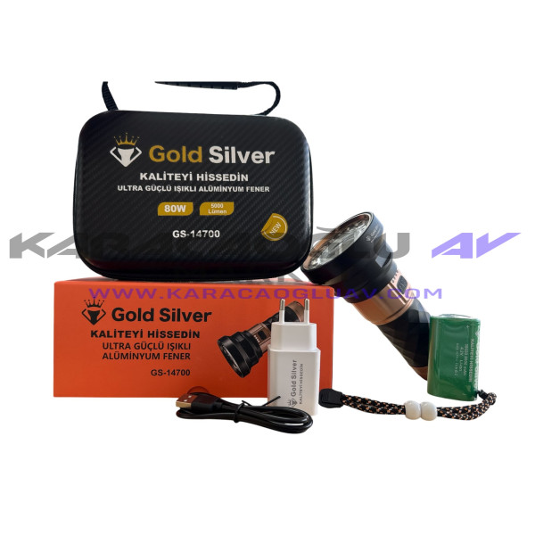 GOLD SİLVER GS14700 GÜCLÜ EL FENERİ 80W 5000 LÜMEN