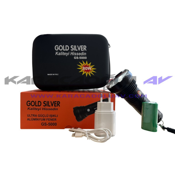 GOLD SİLVER 5000 GÜÇLÜ EL FENERİ 80W 