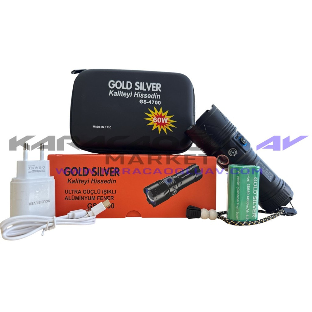 GOLD SİLVER 4700 GÜÇLÜ EL FENERİ 60W 