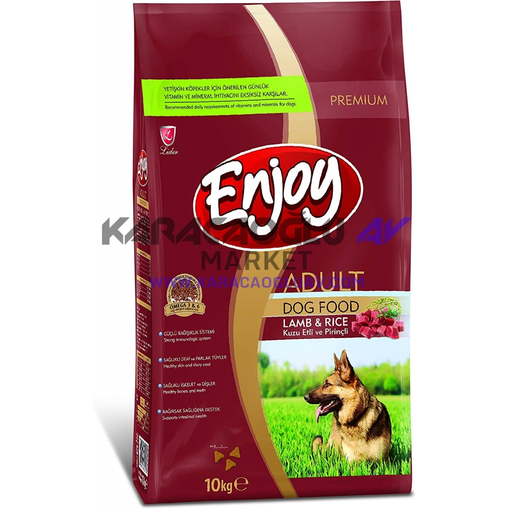 Enjoy Kuru Köpek Maması, L&R Kuzu Etli ve Pirinçli, Yetişkin 10 Kg