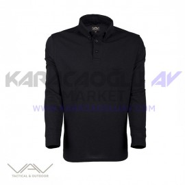 VAV Tlac-03 Polo Yaka Uzun Kol Tişört Siyah VAV Tlac-03 Polo Yaka Uzun Kol Tişört Siyah