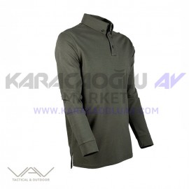 VAV Tlac-02 Polo Yaka Uzun Kollu Tişört Haki