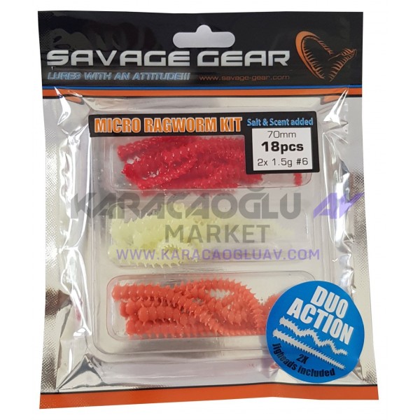 Savage gear Lrf Ragworm Kit 18+2 Adet (UV-Red-Pink-Glow)